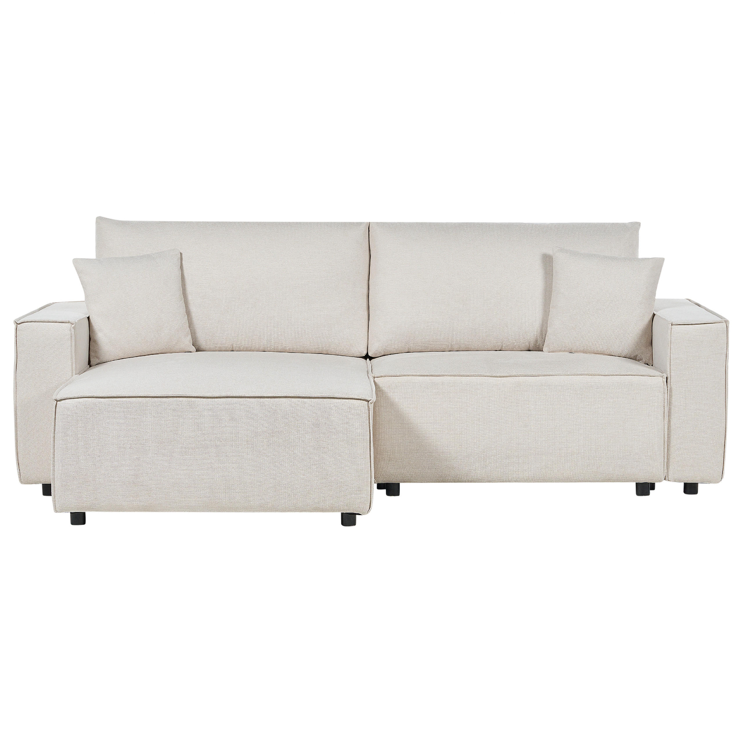 3-SITZER-ECKSOFA beige linksseitig mit Schlaffunktion Stauraum Karila - Beige, Textil (250/150cm) - Beliani