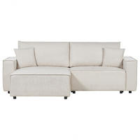 3-SITZER-ECKSOFA beige linksseitig mit Schlaffunktion Stauraum Karila - Beige, Textil (250/150cm) - Beliani