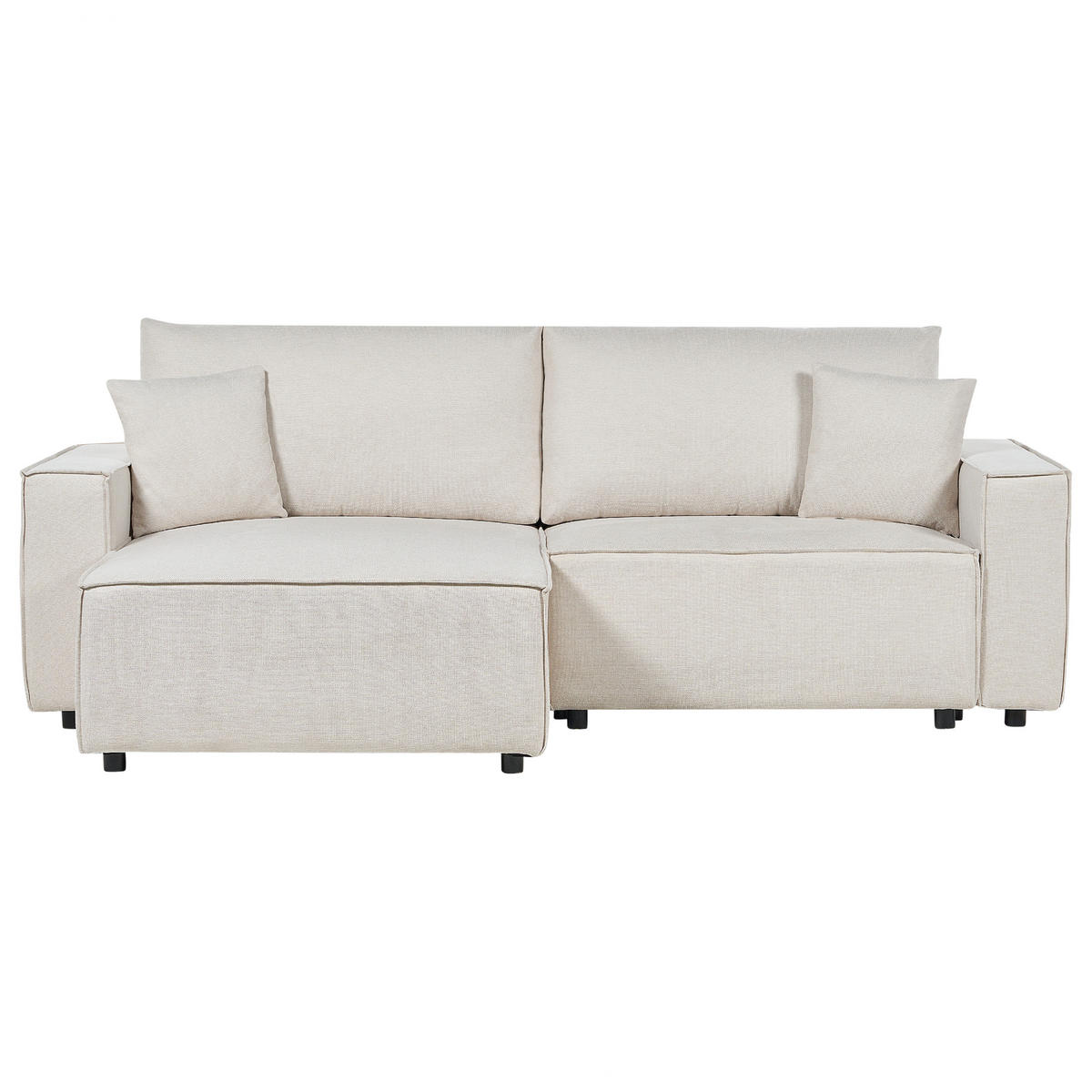 3-SITZER-ECKSOFA beige linksseitig mit Schlaffunktion Stauraum Karila - Beige, Textil (250/150cm) - Beliani