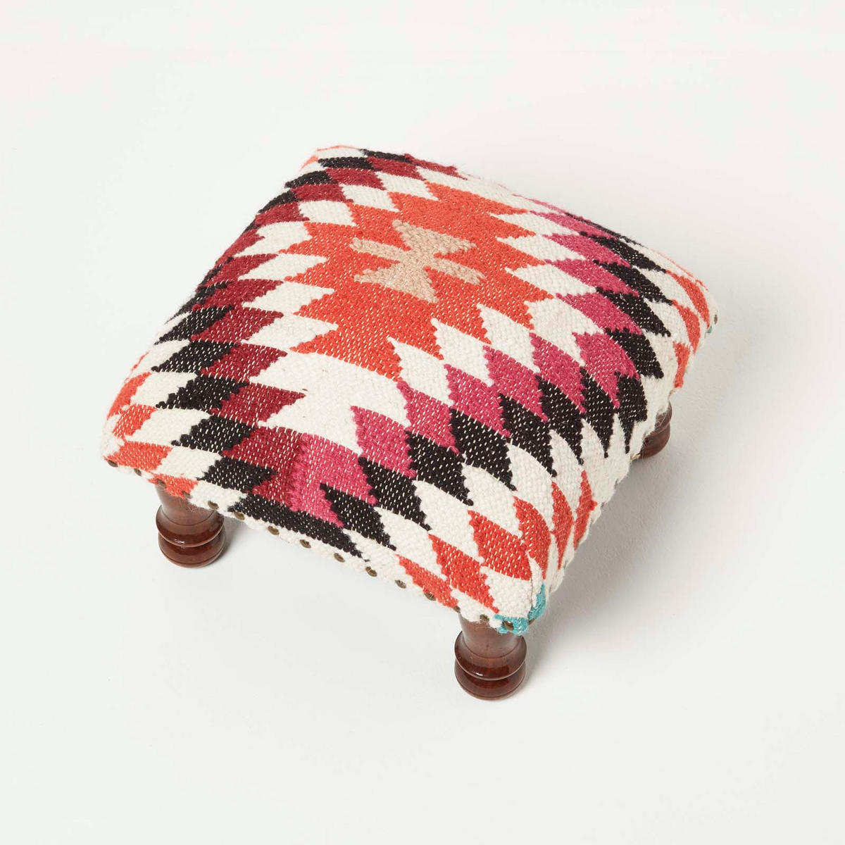 KELIM-HOCKER Manila mit Holzbeinen, Ethno-Muster, 40/40/25 cm - Multicolor, Textil (40/25/40cm) - Homescapes