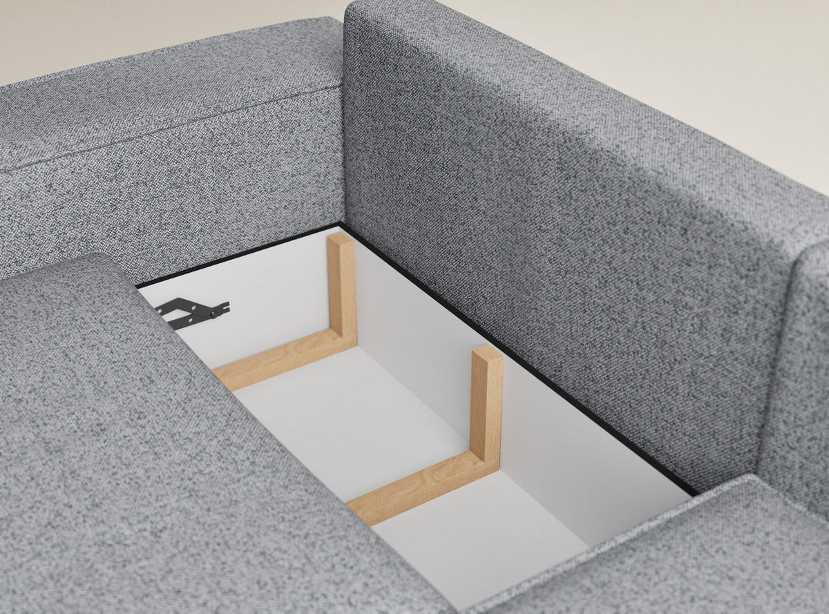 ECKSOFA MIT SCHLAFFUNKTION Tonga Grau Webstoff - Schwarz/Grau, Holz/Holzwerkstoff (255/105cm) - Maison de Reve