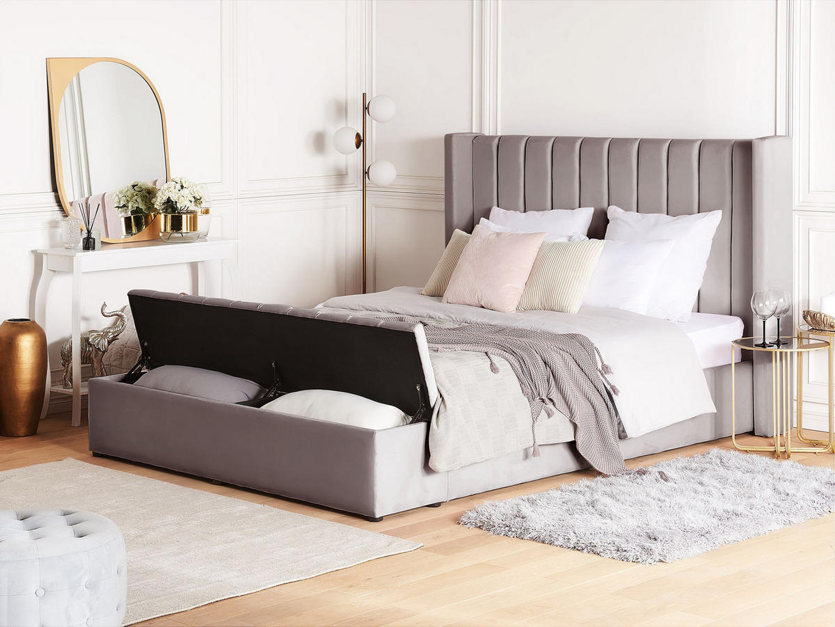 WASSERBETT 160x200 cm Grau Noyers - Grau, Textil (160/200cm) - Beliani