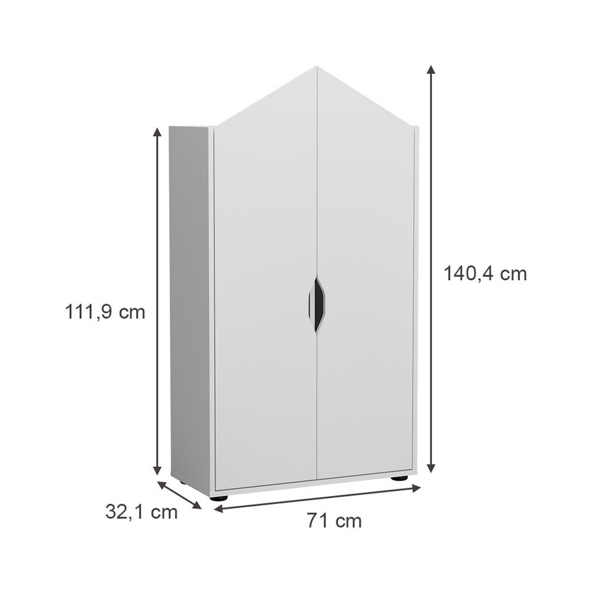 KINDERREGAL Estell Weiß 71 x 140.4 cm - Weiß, Holzwerkstoff (71/140.4/32.1cm) - Vicco
