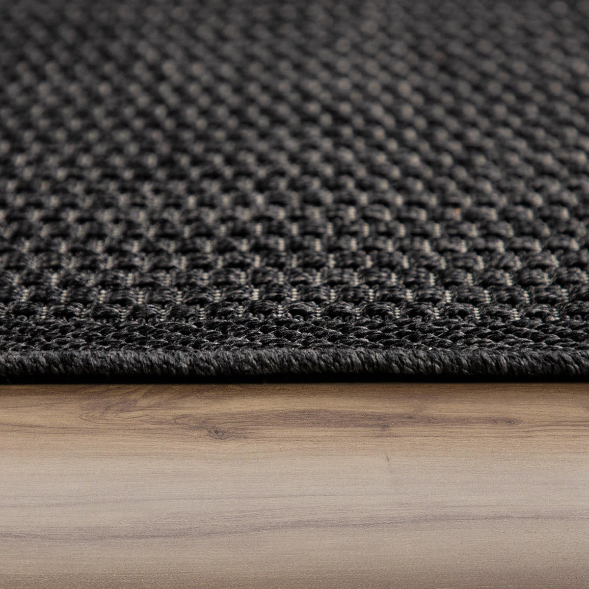 OUTDOOR Teppich Natur Balkon, Terrasse schmutzabweisend Schwarz Rund 200D - Schwarz, Textil (200/200cm) - KADIMA DESIGN