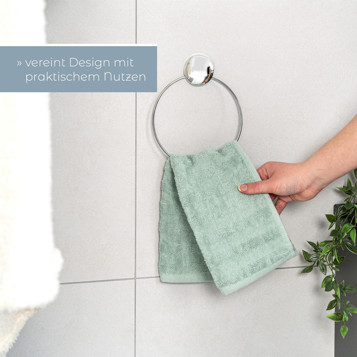 HANDTUCHRING MOON-LOC - Edelstahlfarben, Metall (20.4/2/20.4cm) - bremermann