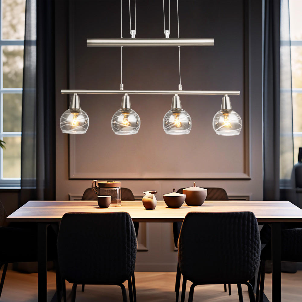 LED HÄNGELEUCHTE Metall Glas Grau - Grau, Glas (60/10/160cm) - Globo Lighting