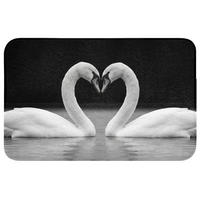 WC PŘEDLOŽKA Labutě - srdce - černá - bílá 80x50 cm - černá, textil/plast (80/1cm) - OnlyWow