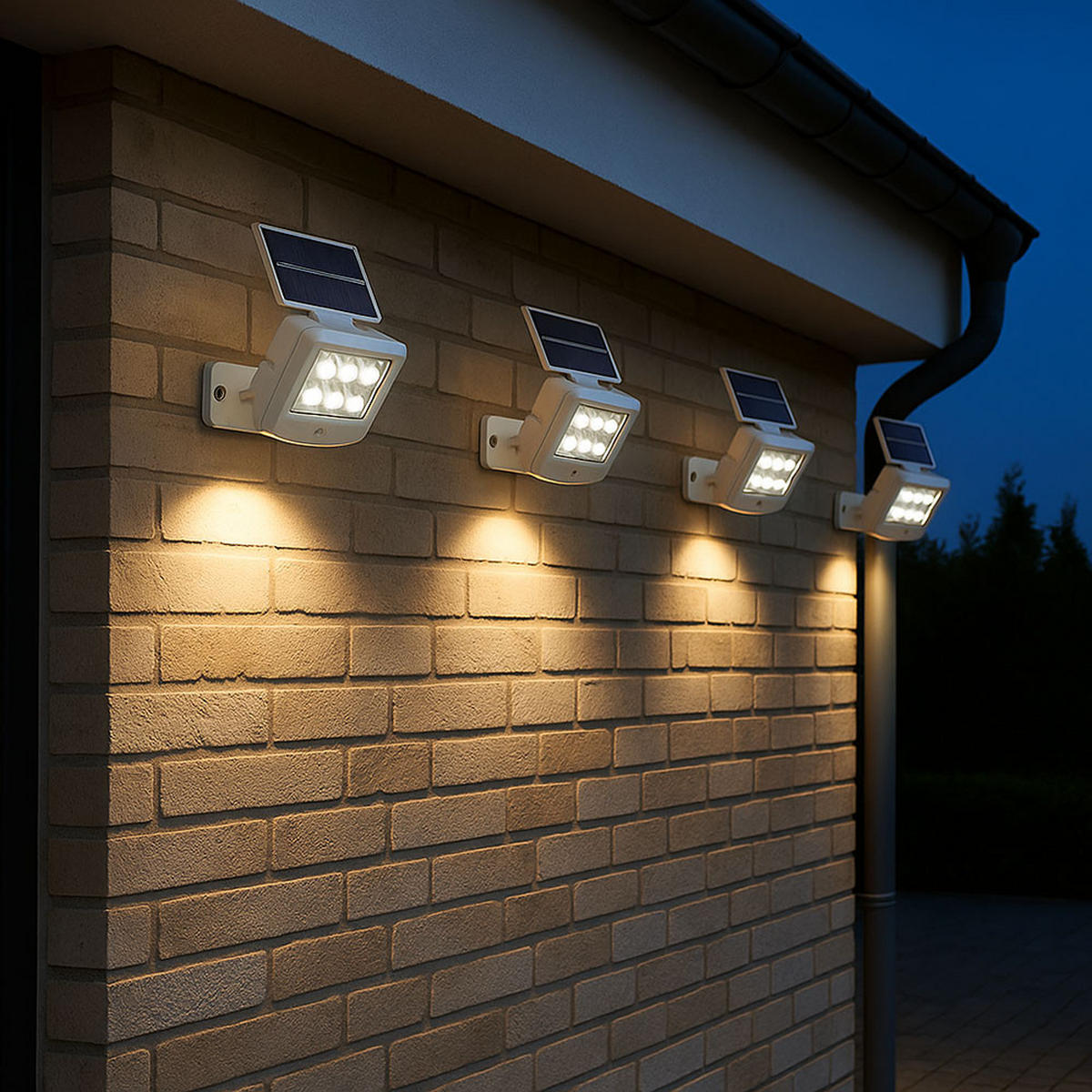 LED AUSSENLEUCHTE Weiß 2er Set mit Bewegungsmelder - Weiß, Kunststoff (12.8/10/11cm)