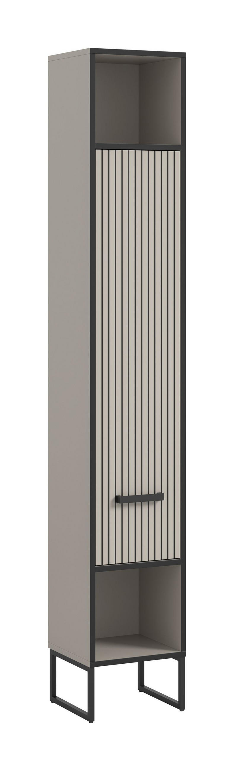 HOCHSCHRANK Bagno Bad in Kaschmir Nachbildung und schwarz - modernes Design - B/H/T: 30x192x32 cm - Kaschmir, Holzwerkstoff (30/192/32cm)