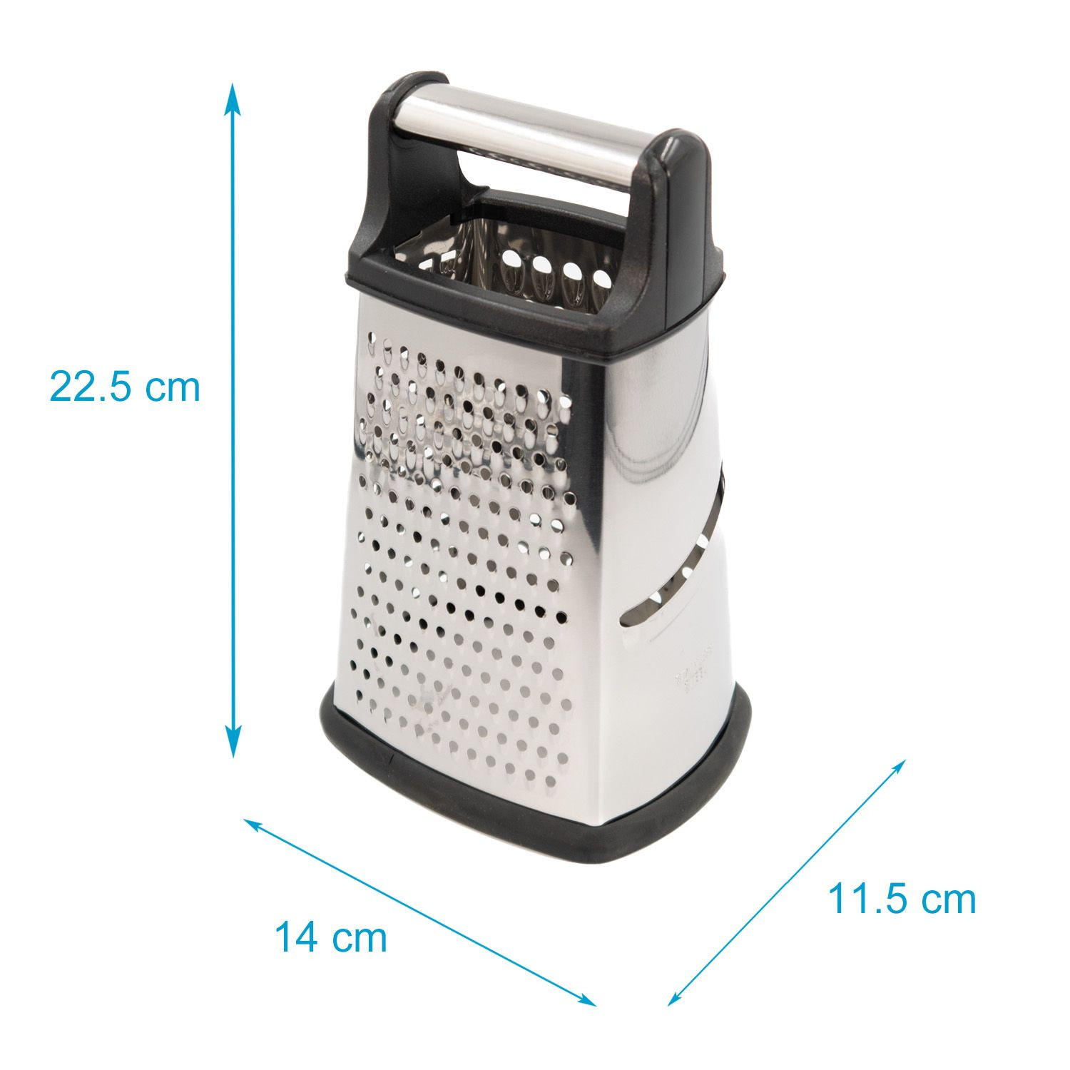 VIERKANT-KÄSEREIBE mit 4 Reibeflächen - Silberfarben, Metall (14/22.5/14cm) - Intirilife