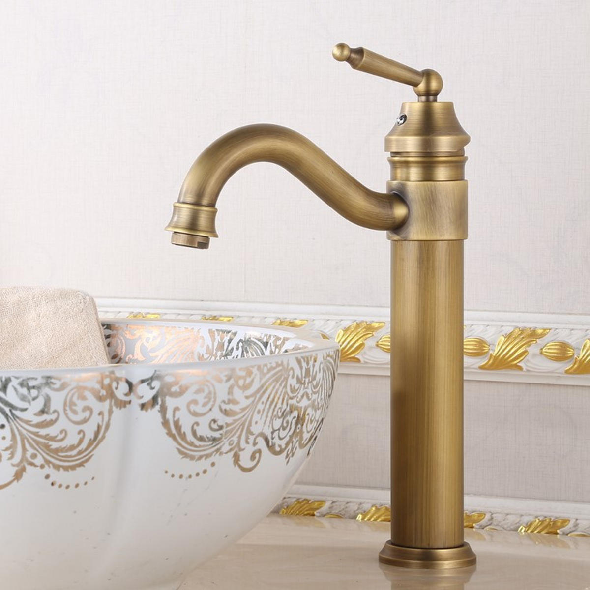BADEZIMMERARMATUR, 320 mm hoch, gold - Goldfarben, Metall (41/7.5/22cm) - Vallsero