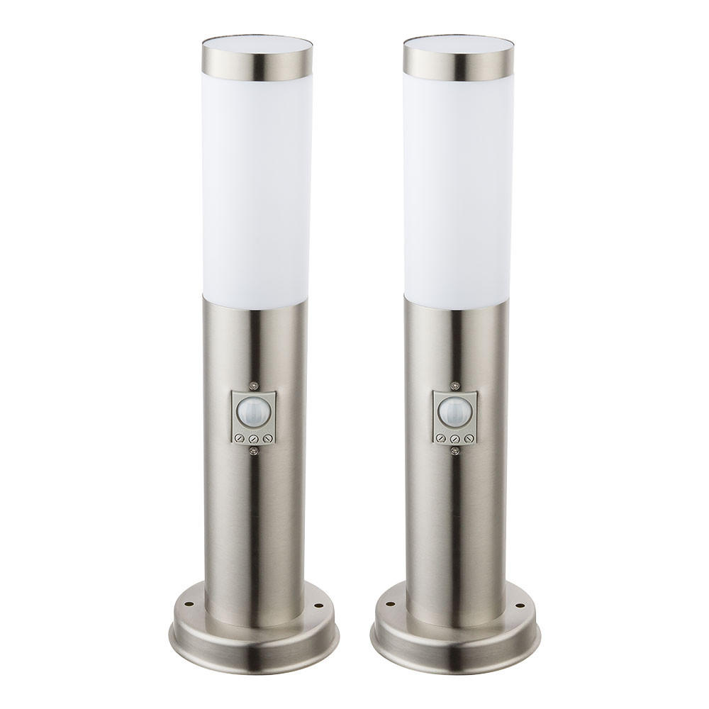 LED AUSSENLEUCHTE Edelstahl Silber 2er Set - Silberfarben, Kunststoff (7.6/7.6/45cm)