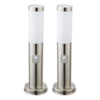 LED AUSSENLEUCHTE Edelstahl Silber 2er Set - Silberfarben, Kunststoff (7.6/45/7.6cm)