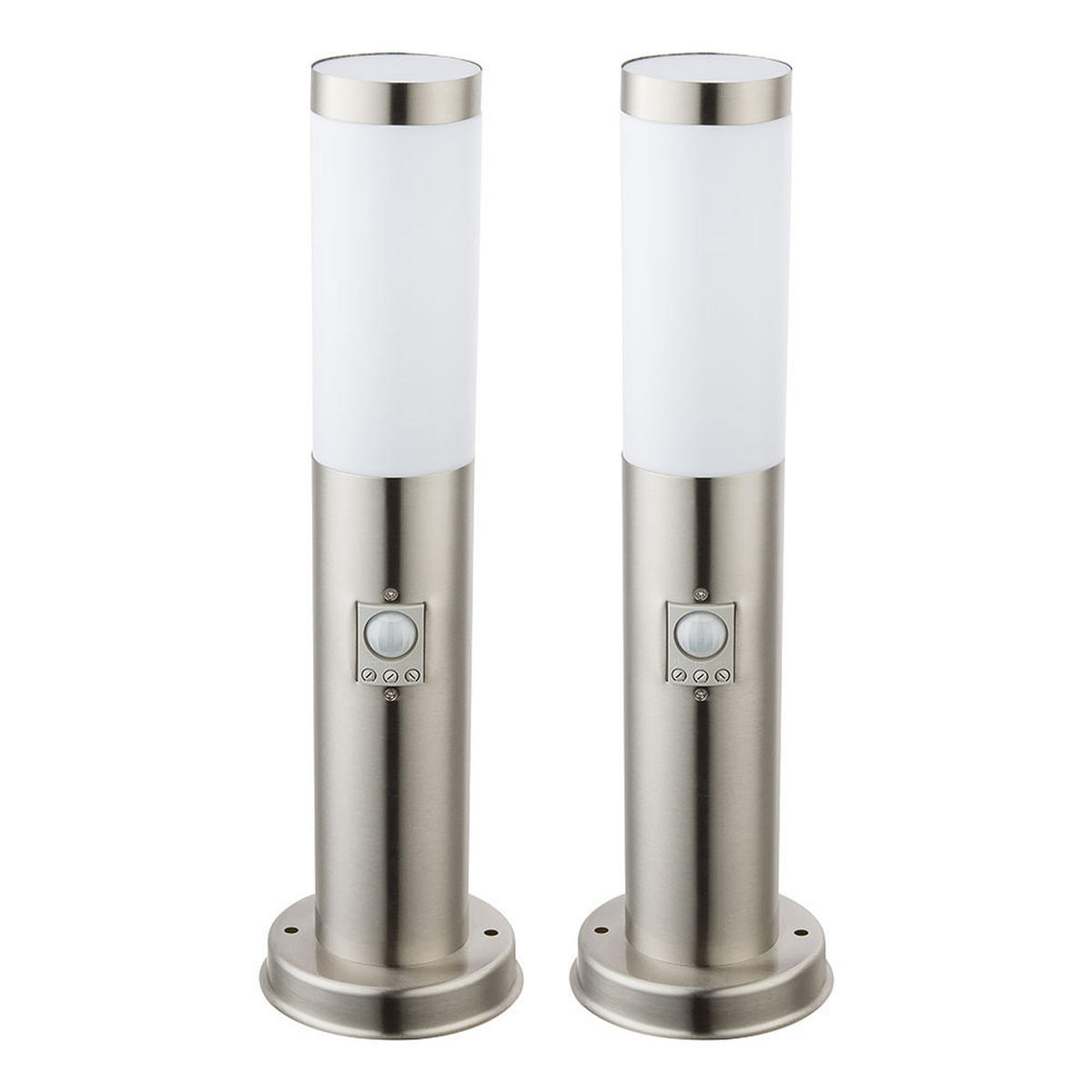 LED AUSSENLEUCHTE Edelstahl Silber 2er Set - Silberfarben, Kunststoff (7.6/45/7.6cm)