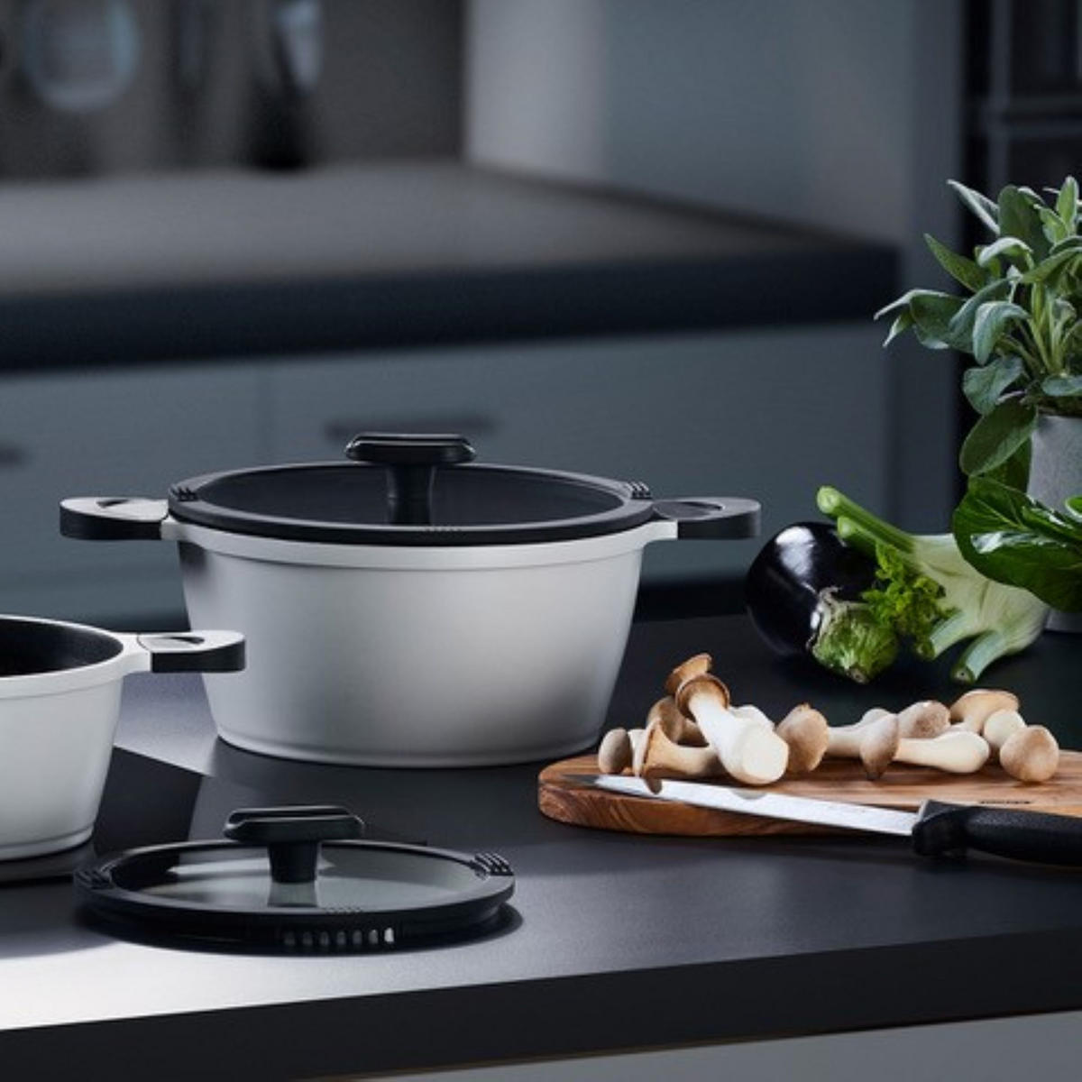 KOCHTOPFSET Happiness greyline - Grau, Metall - Mulex
