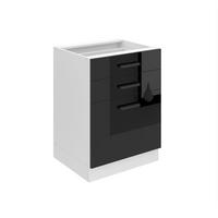 KÜCHENUNTERSCHRANK 60 cm SDSZ ohne Arbeitsplatte, Schubladen, Schwarz - Schwarz Hochglanz, Holz (60/82/51.6cm) - B BELINI GROUP