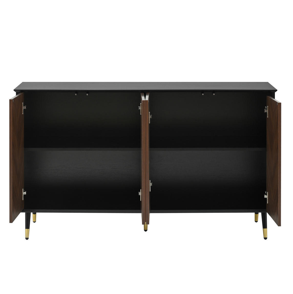 SIDEBOARD 140/40/80 cm schwarz/braun aus MDF mit 4 Türen - Schwarz, Holzwerkstoff (140/80/40cm) - OKWISH