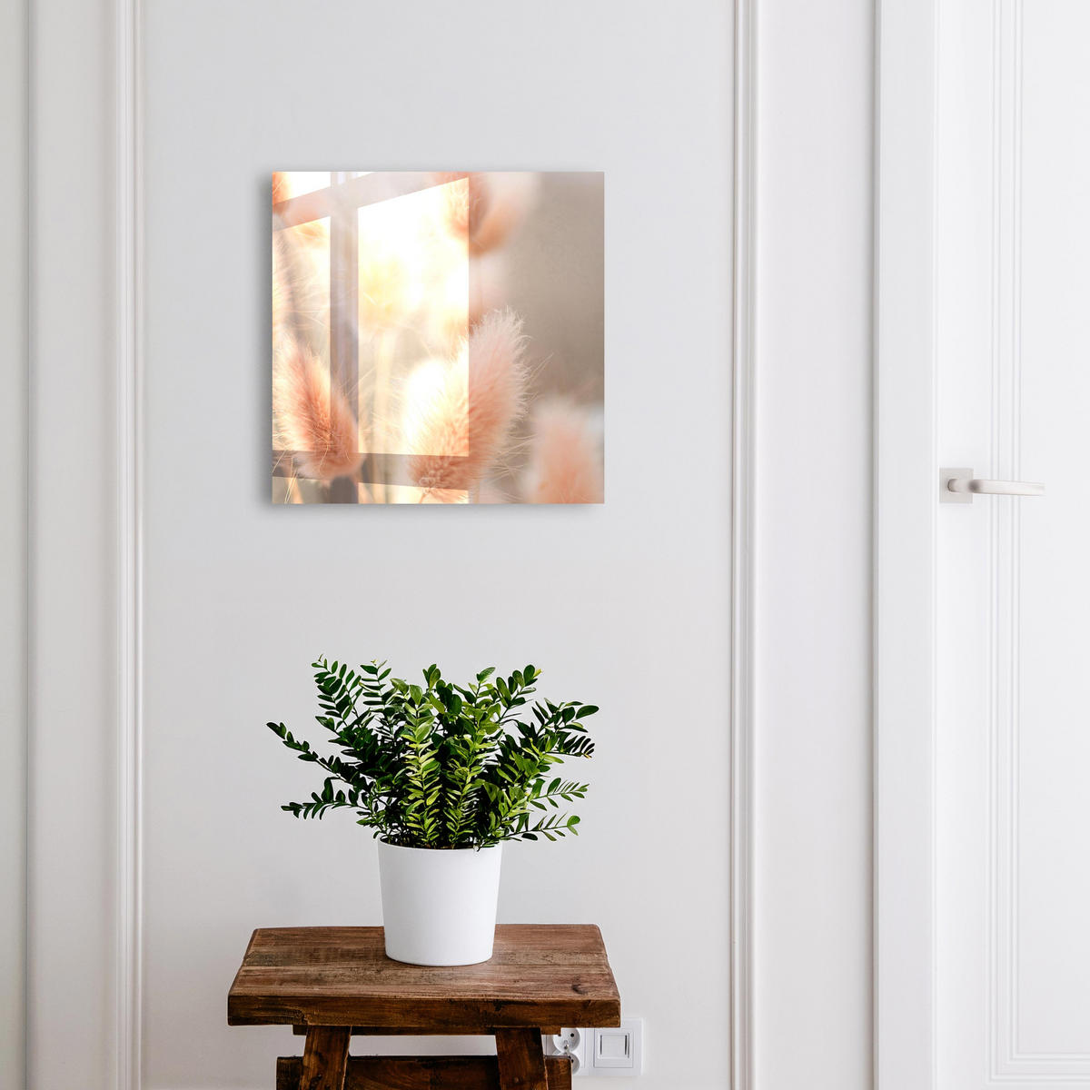 SCHLÜSSELBOX Weiß 30x30 cm – Türöffnung nach rechts - Die Subtilität der Natur - Beige, Metall (30/30/5cm) - TULUP