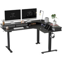 SCHREIBTISCH L-Form höhenverstellbar elektrisch 160 x 120 cm Schwarz/Schwarz - Schwarz, Holzwerkstoff (160/120/120cm)