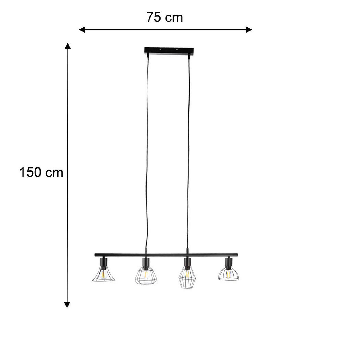 LED HÄNGELEUCHTE Metall Schwarz Gitteroptik - Schwarz, Metall (75/13/150cm)