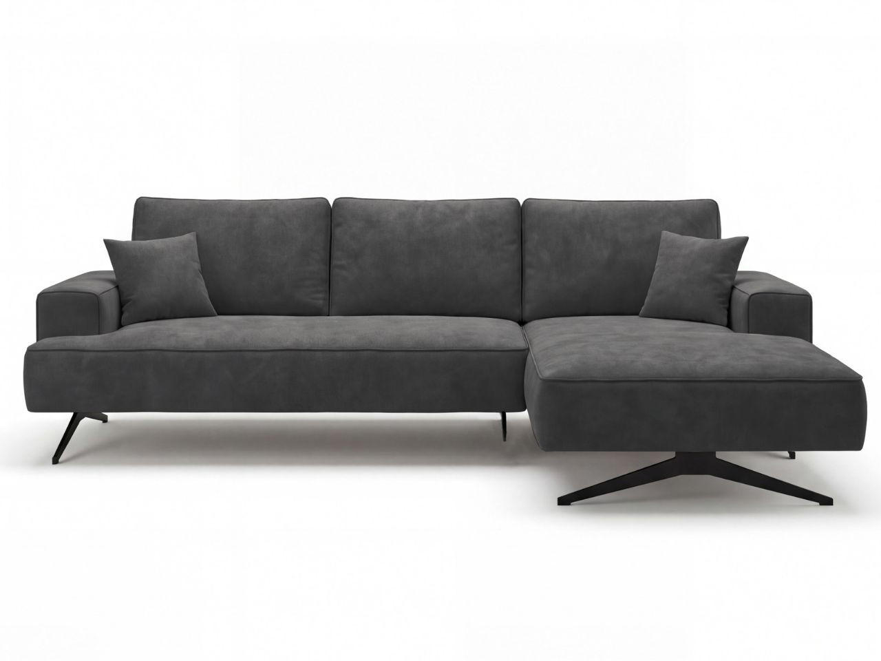 ECKSOFA Leto Anthrazit Rechts - Anthrazit/Schwarz, Holz/Textil (165/260cm) - Graingold
