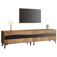 TV stolek 180/40/50 cm se 4 skříňkami, symetrický design a úložný prostor pro 75" TV, Přírodní - přírodní, kompozitní dřevo (180/50/40cm) - Redom