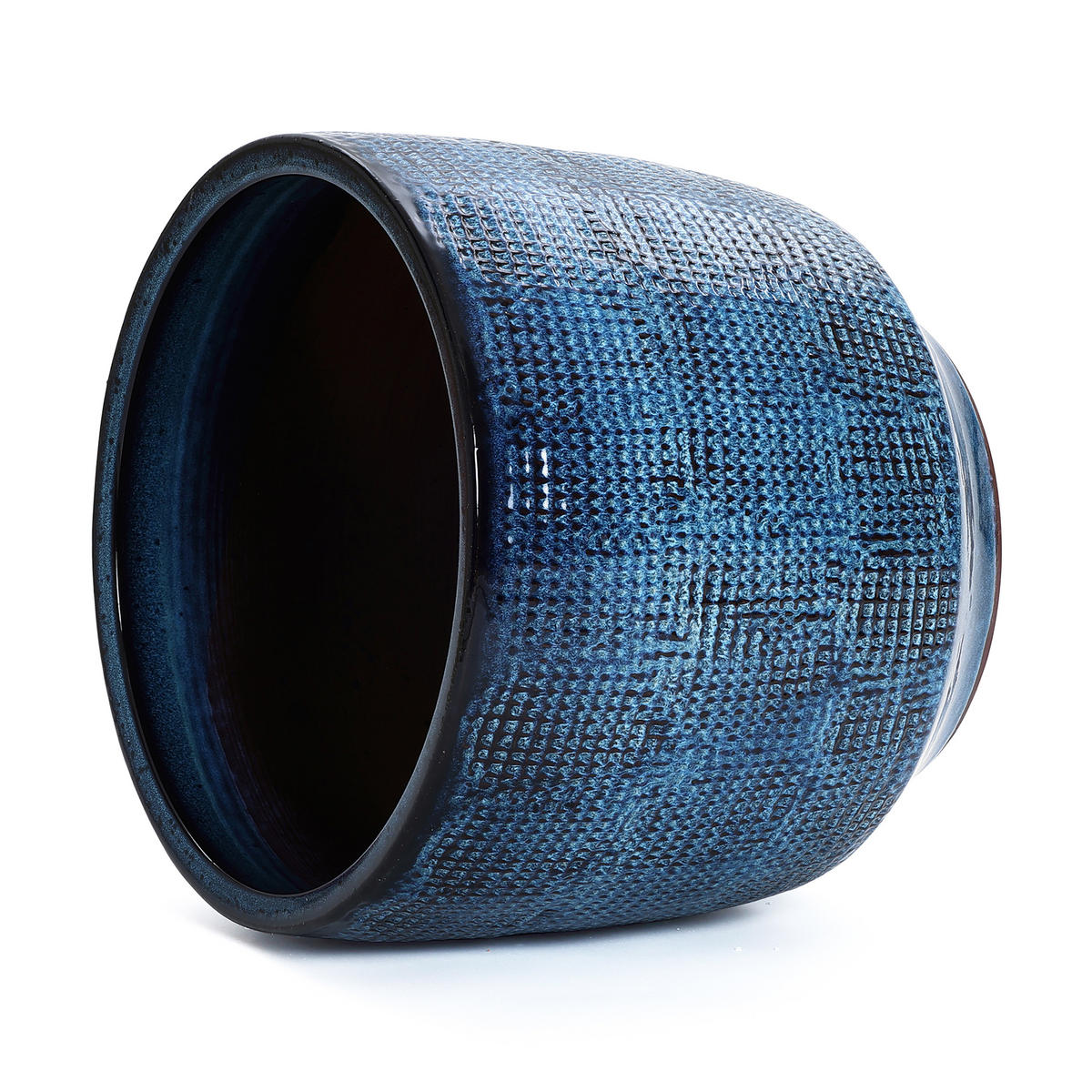 KERAMIK Blumentopf Groß, Round Übertöpfe Blau Ø40xH34 cm - Blau, Keramik (34cm) - Hometopia