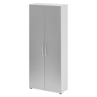 AKTENSCHRANK - 5 Ordnerhöhen 35/80/188 cm in Weiß/Silberfarben - Silberfarben/Weiß, Holzwerkstoff (80/188/35cm) - bümö