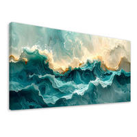 LEINWANDBILD Abstraktion 100x50cm - Türkis, Textil (100/50cm) - Feeby