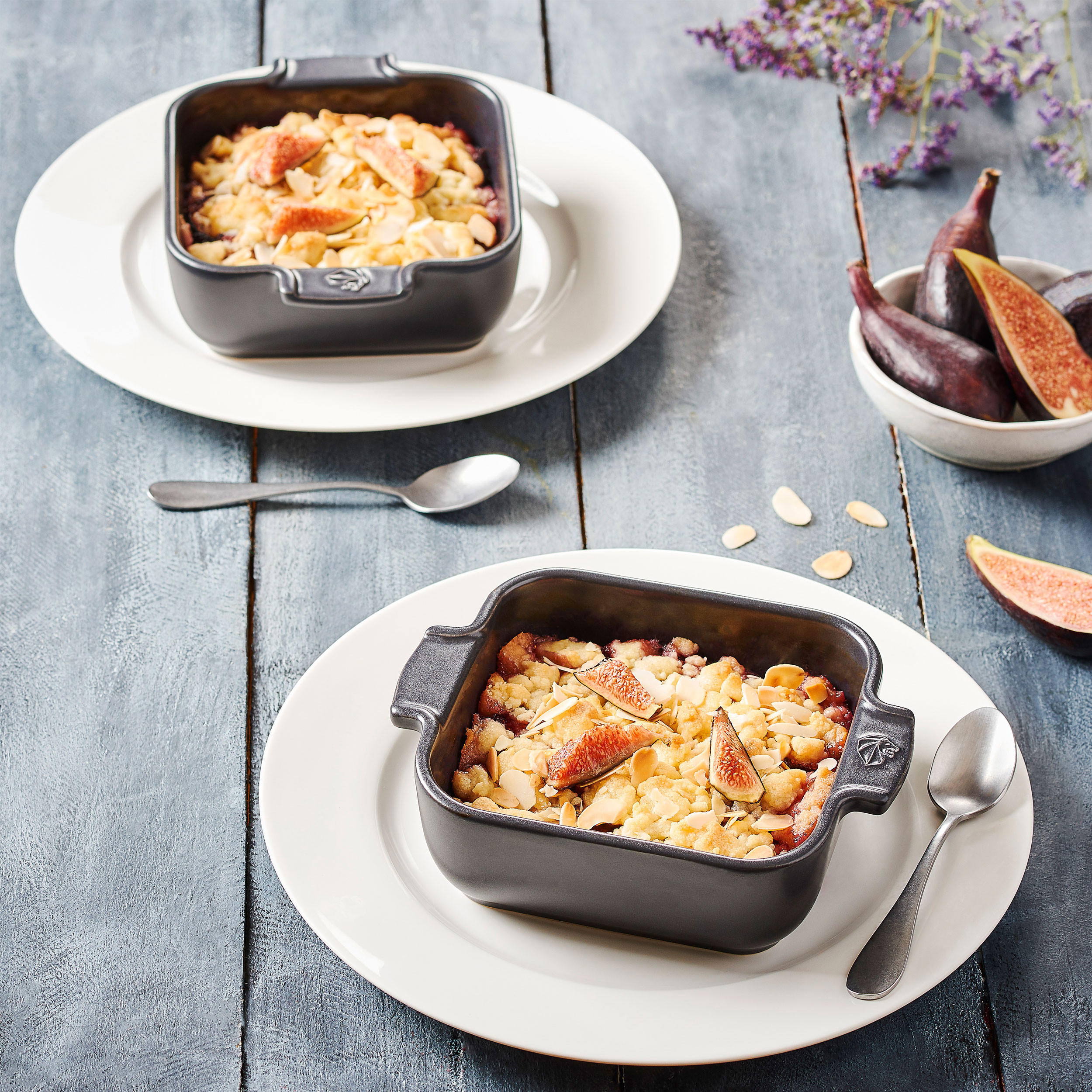 AUFLAUFFORM Keramik Appolia 18cm Quadratisch Schiefergrau Spülmaschinenfest - Grau, Keramik (14/18/5.1cm) - PEUGEOT