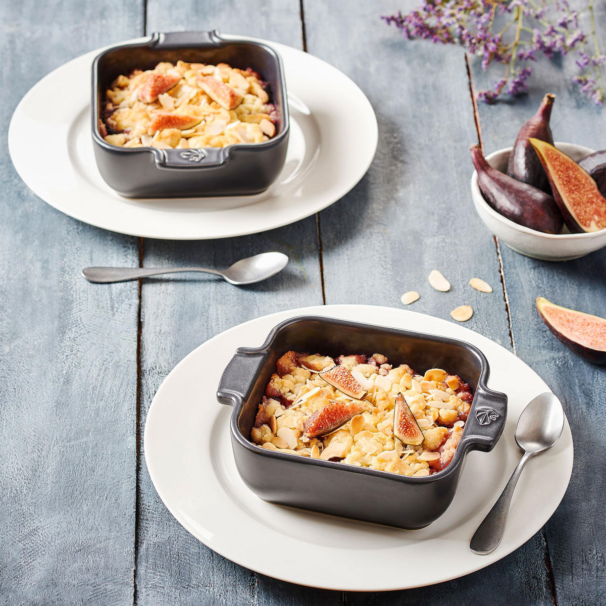 AUFLAUFFORM Keramik Appolia 18cm Quadratisch Schiefergrau Spülmaschinenfest - Grau, Keramik (14/18/5.1cm) - PEUGEOT