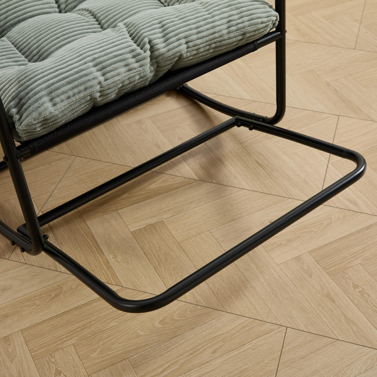 SCHAUKELSTUHL,SCHAUKELSESSEL mit Fußstütze, gepolstertem Kissen,Cord,Hellgrün - Hellgrün, Metall (75/82/116cm) - LVHOM