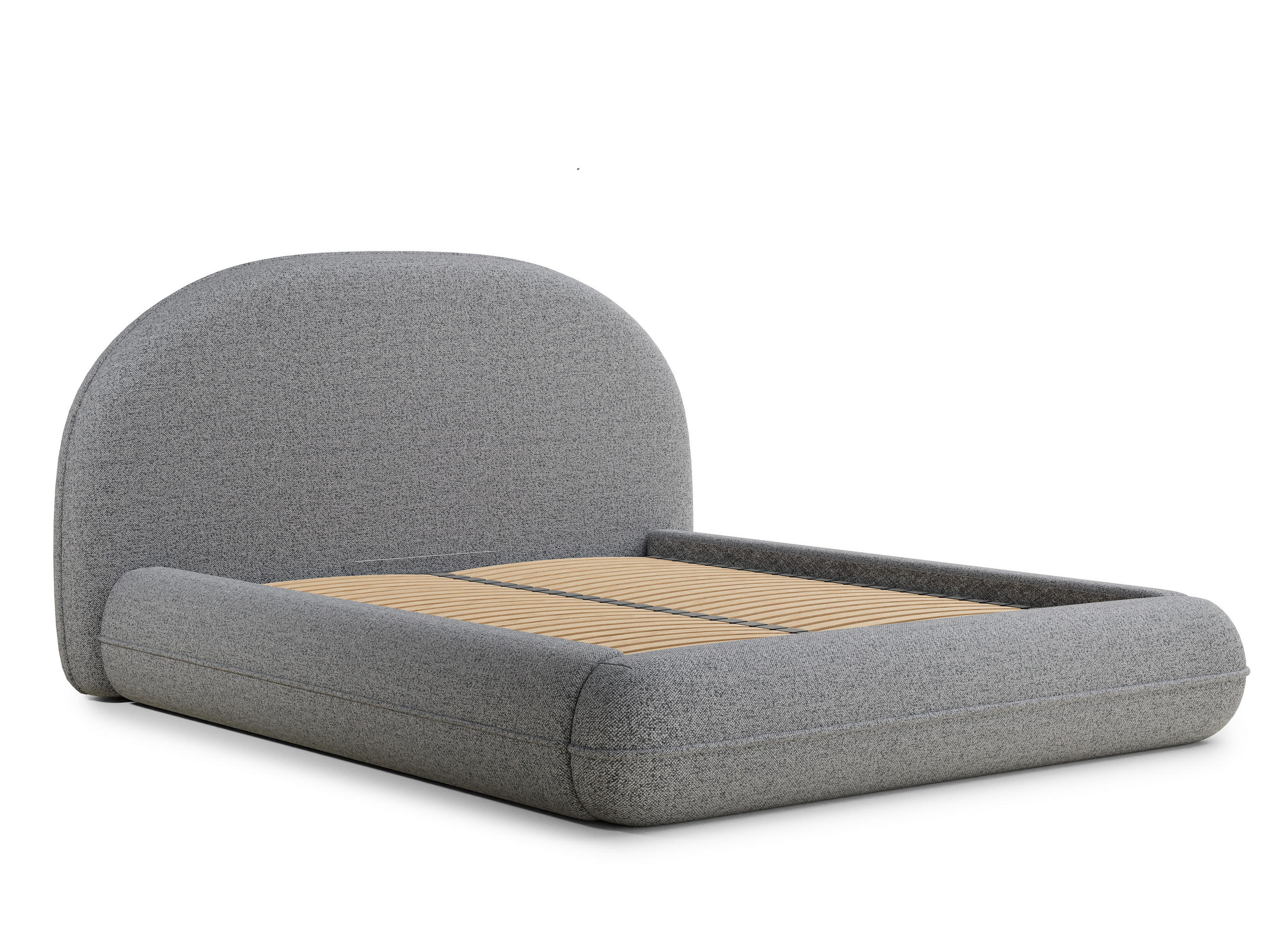 POLSTERBETT Koji Grau 160/200 cm im Webstoff - Schwarz/Naturfarben, Holz/Holzwerkstoff (160/200cm) - Maison de Reve