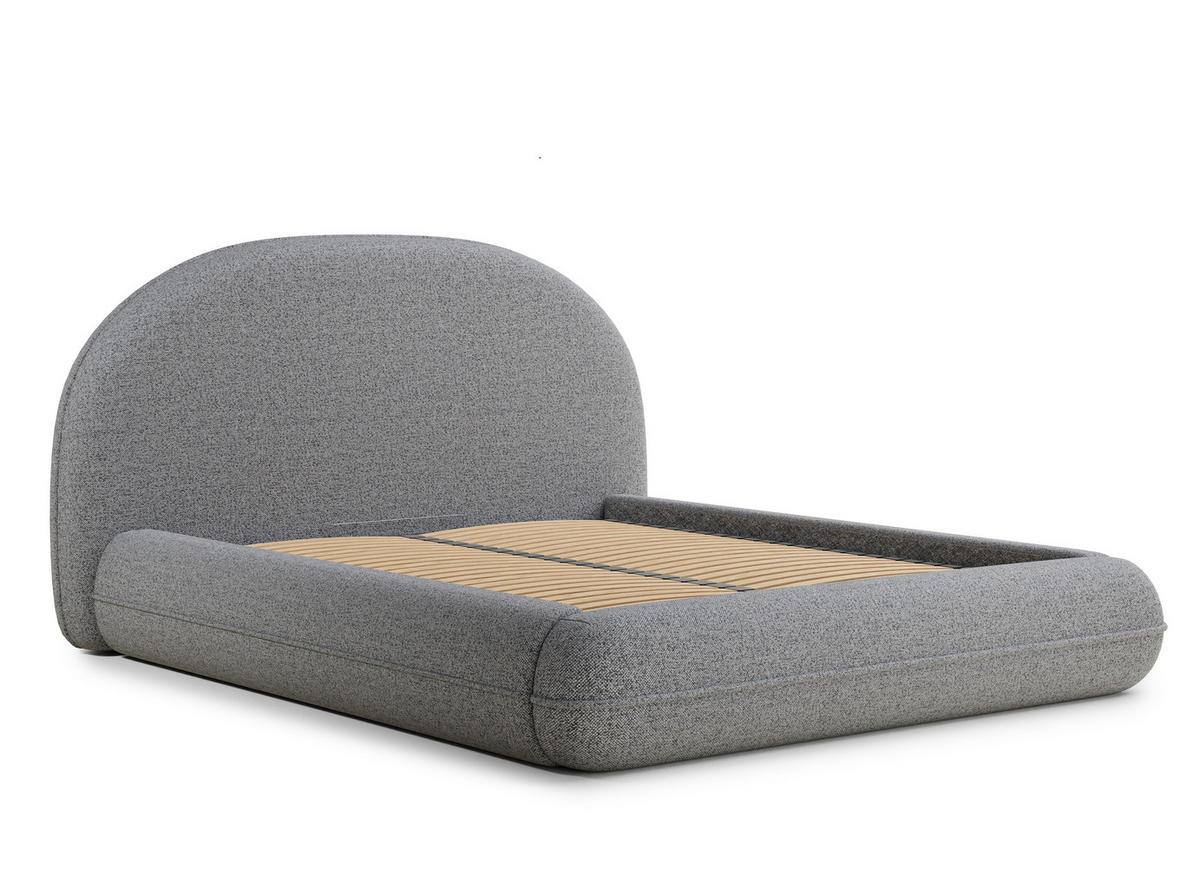 POLSTERBETT Koji Grau 160/200 cm im Webstoff - Schwarz/Naturfarben, Holz/Holzwerkstoff (160/200cm) - Maison de Reve