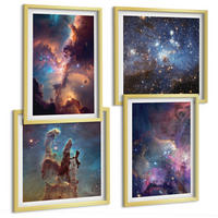 BILDER SET 4er Set - 50x50 cm & 40x60 cm Goldrahmen - Kosmische Sternenlandschaften - Goldfarben, Kunststoff (50/50cm) - TULUP
