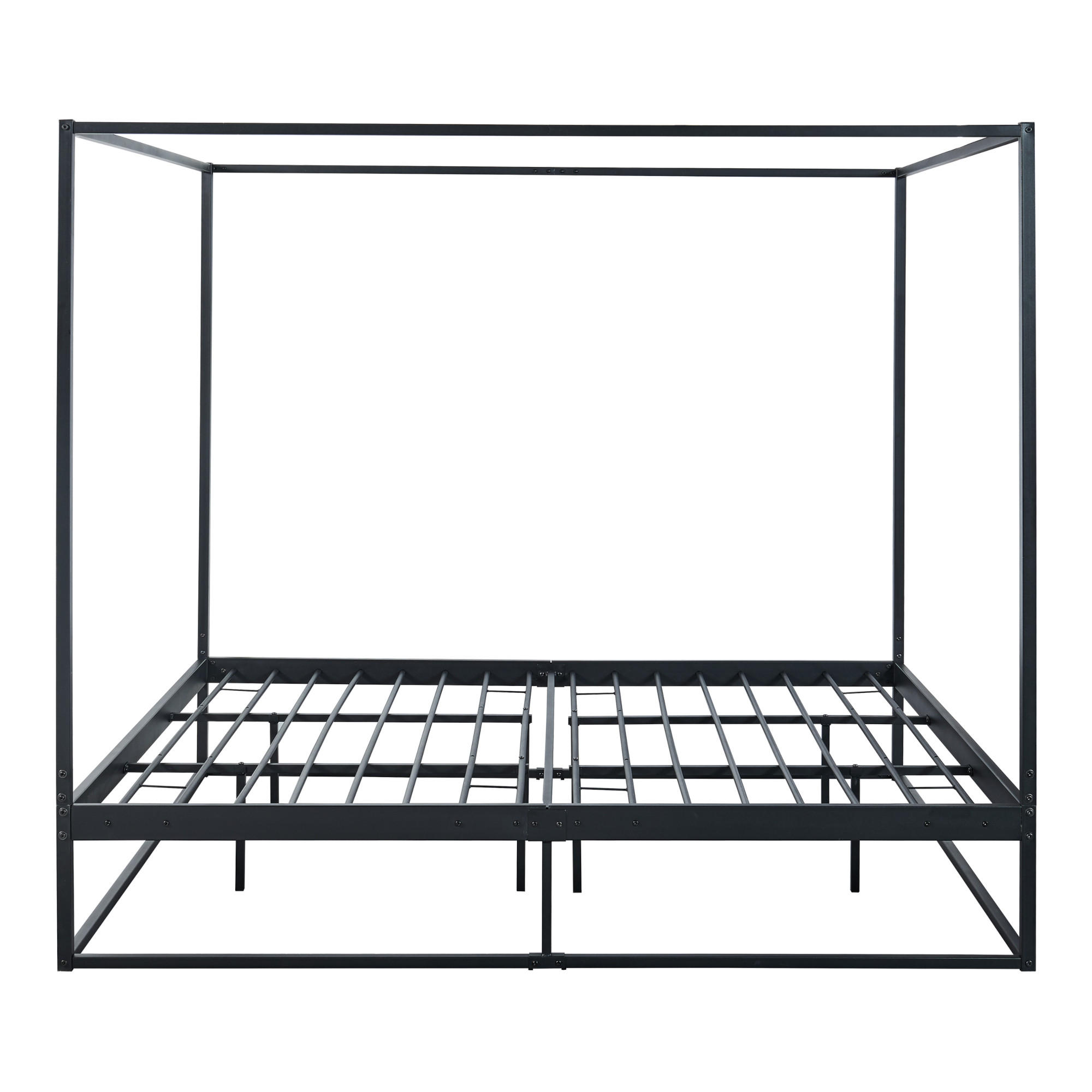 HIMMELBETT Kristianstad mit Matratze - Schwarz, Textil/Metall (180/200cm) - [en.casa]