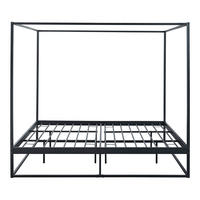 HIMMELBETT Kristianstad mit Matratze - Schwarz, Textil/Metall (180/200cm) - [en.casa]