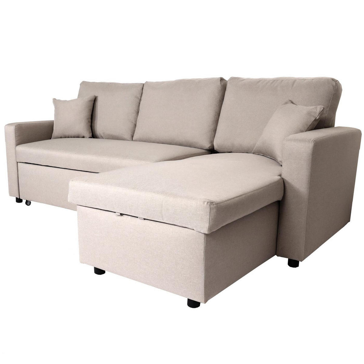 ECKSOFA MIT BETTKASTEN Beige - Beige, Textil (228/151cm) - MCW