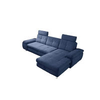 ECKSOFA mit Schlaffunktion und Bettkasten, Brego-Stoff - Chromfarben/Blau, Textil/Metall (177/274cm) - ed exciting design