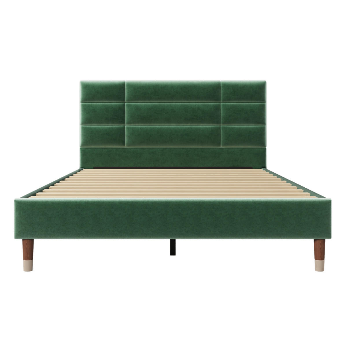 POLSTERBETT 140/200 cm Grün aus Samt mit Matratze - Grün, Textil (140/200cm) - OKMYHOME