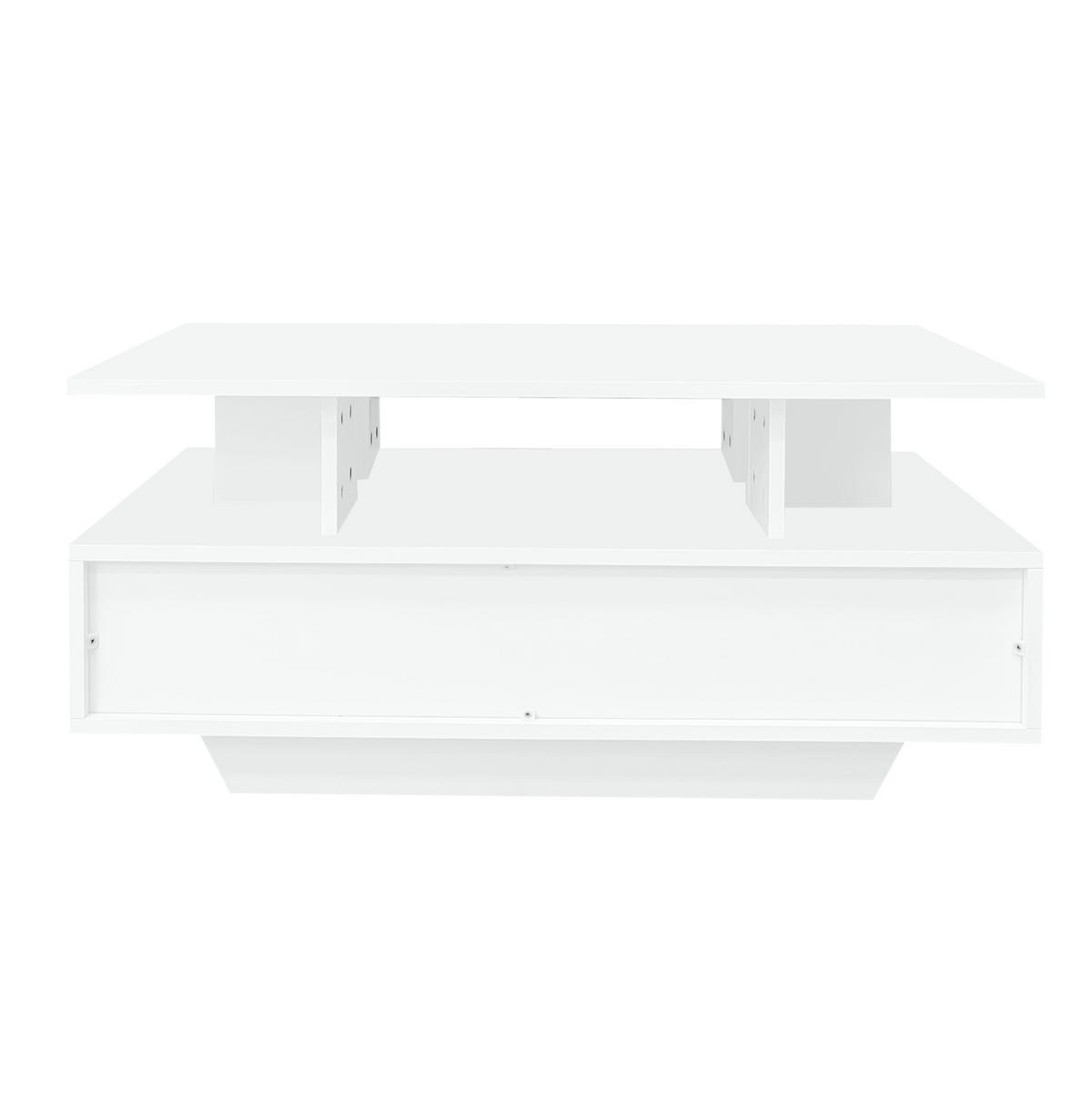 COUCHTISCH mit 2 Schubladen und LED 90x55x41 cm Hochglanz Weiß - Weiß, Holzwerkstoff (90/55/41cm) - Meubliv