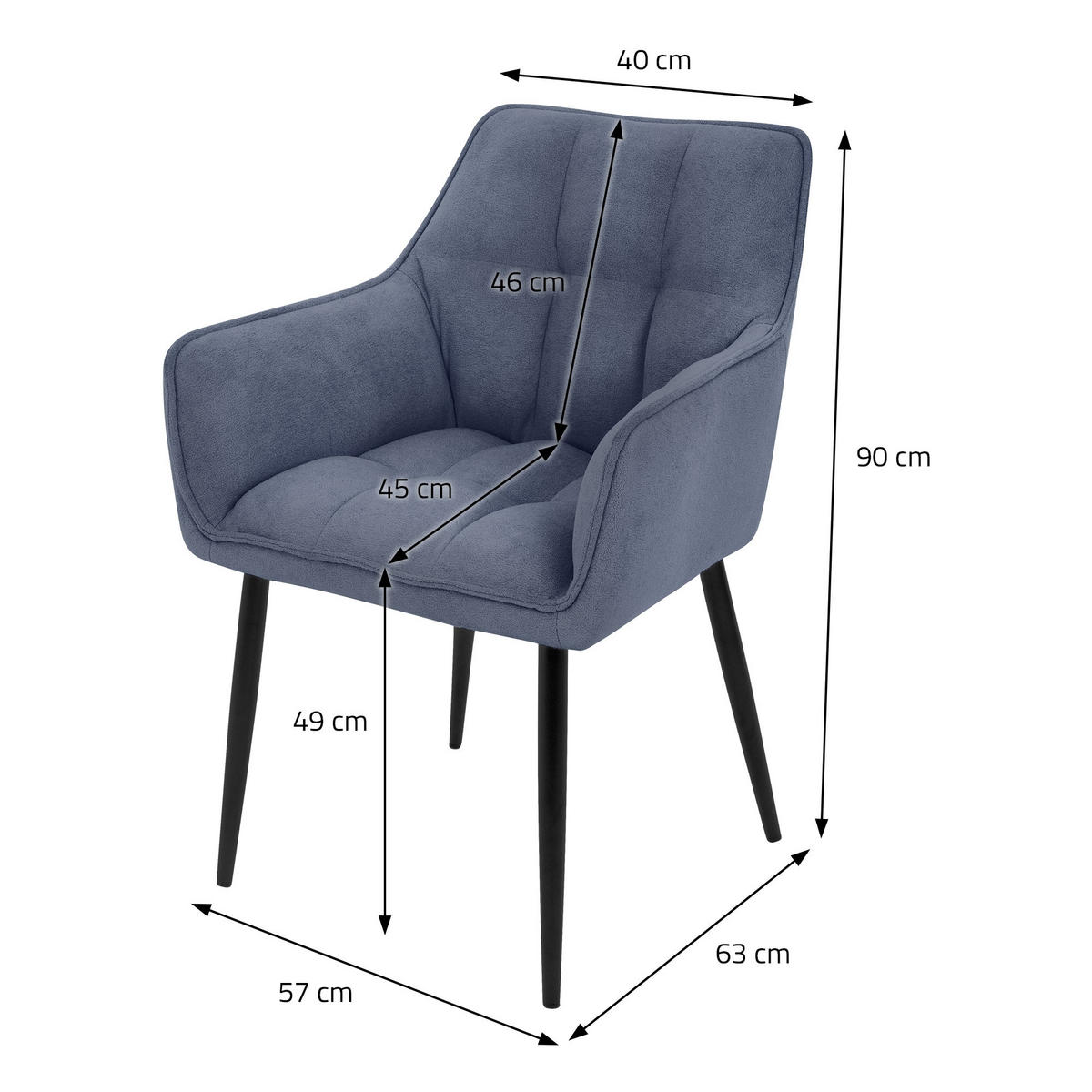 ESSZIMMERSTUHL 6er Set blau - Blau, Textil (63/90/57cm) - ML-DESIGN
