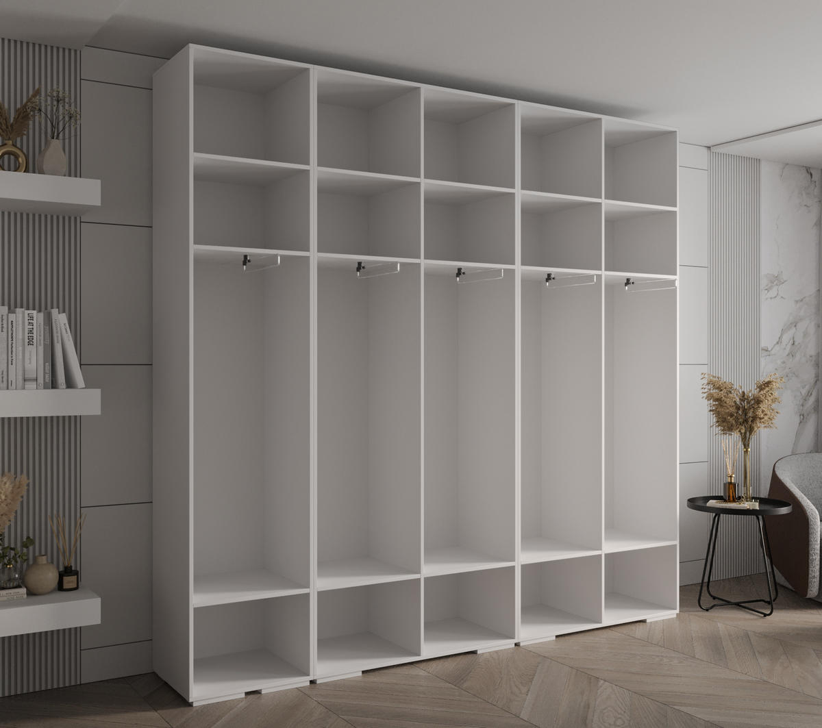 DREHTÜRENSCHRANK 236.7/250/47 5-türig - Kaschmir/Goldfarben, Holz/Metall (250/236.7/47cm) - Abiks Möbel