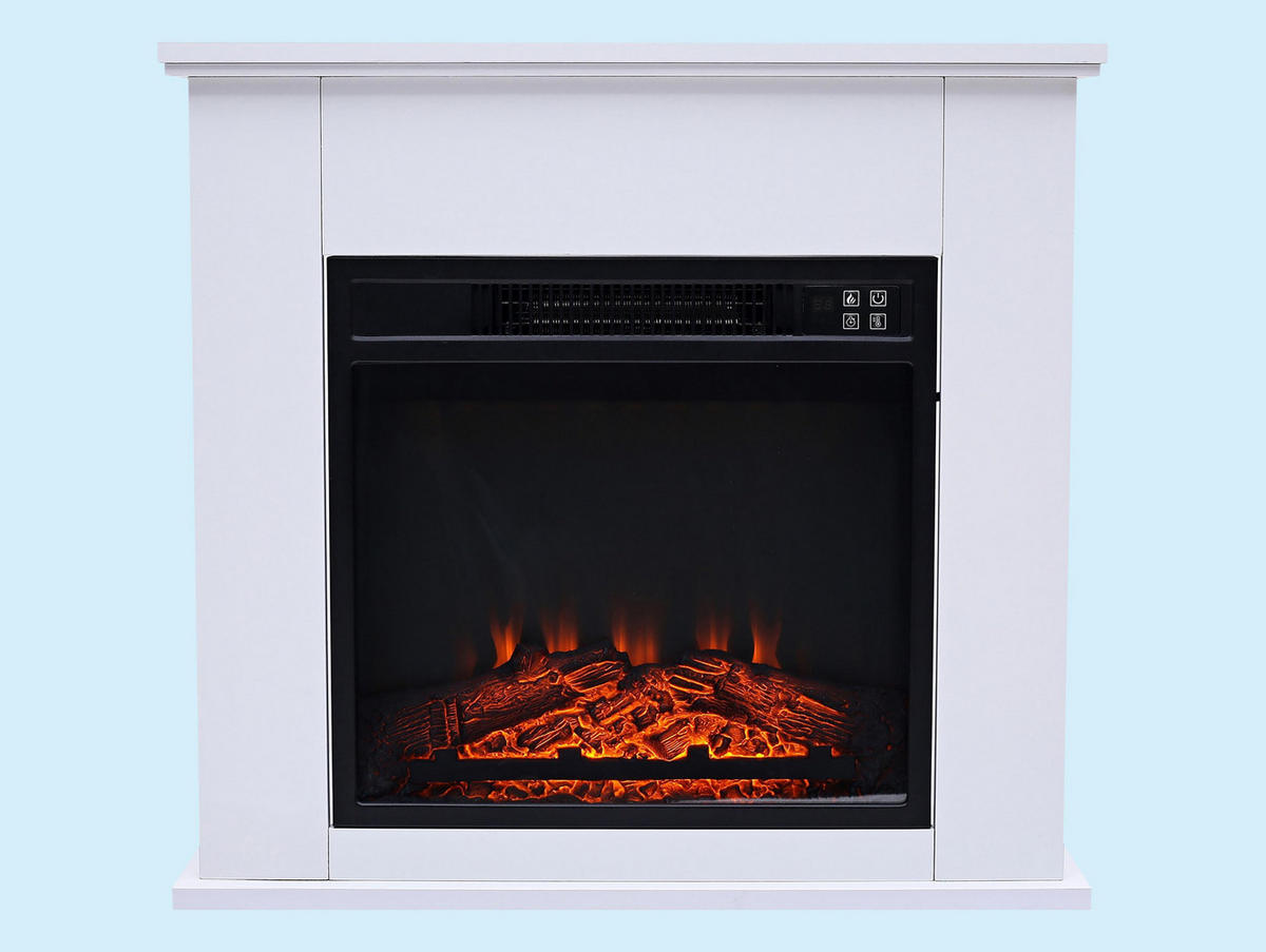 ELEKTROKAMIN Weiß Wandmodell mit Heizung 2000 W - Weiß, Glas (63/63/24cm) - Purline