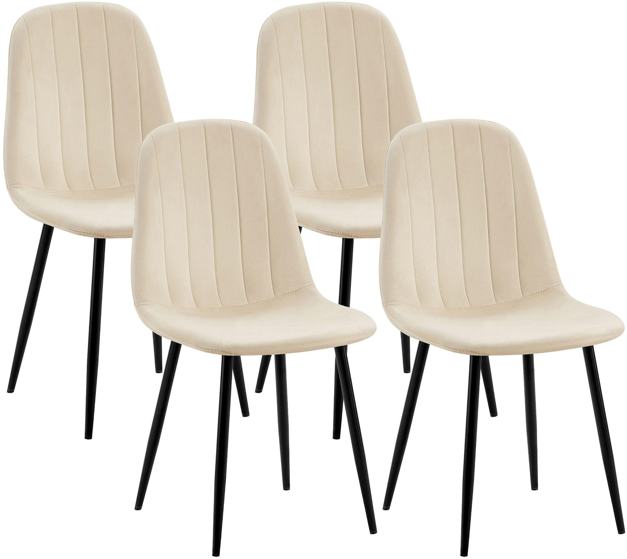 STUHL 4 Samt Creme - Creme/Schwarz, Textil/Metall (45/88/54cm) - CLP