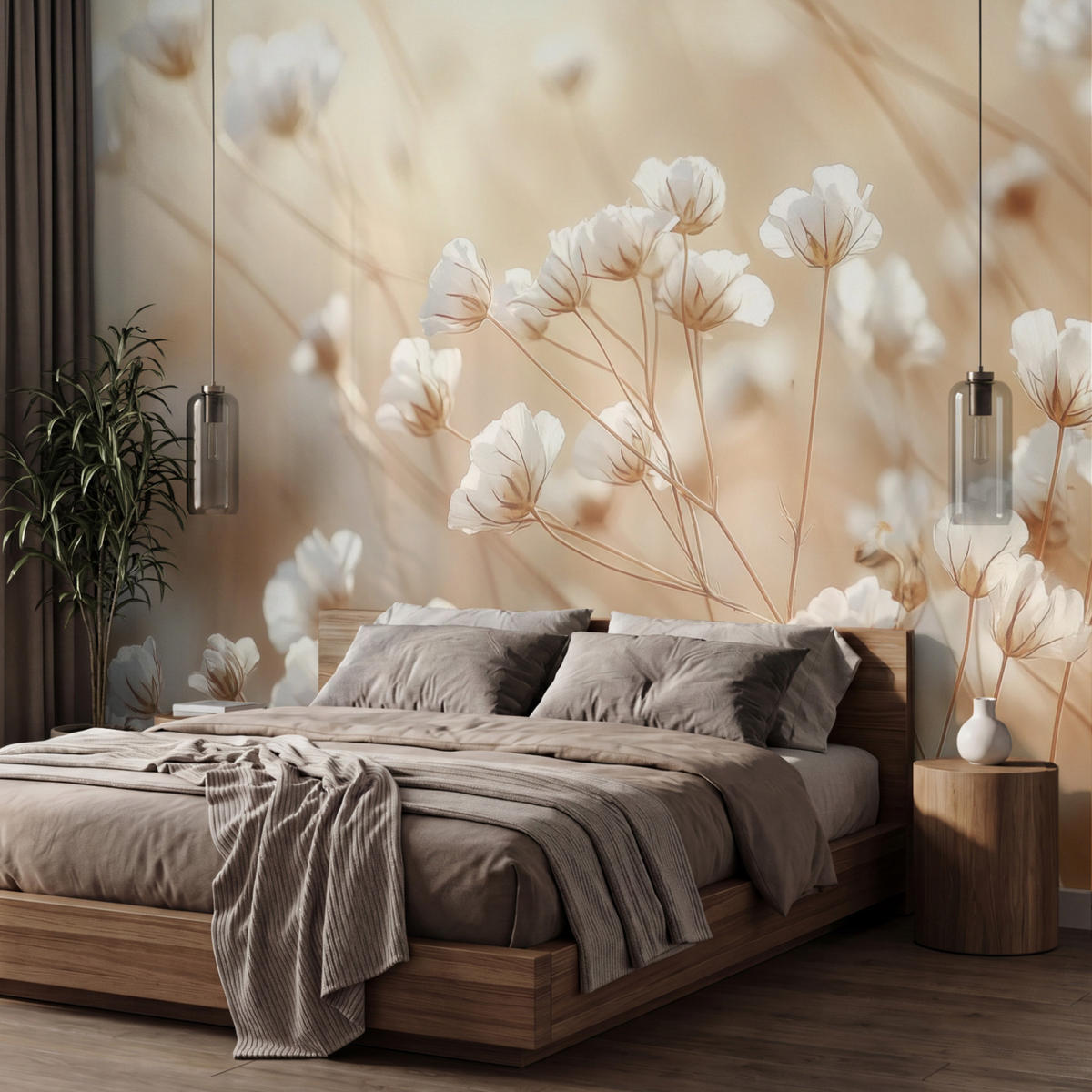 TAPETE - Wild - Blumen - Weiß - 450x300 cm - Creme, Papier (450/300cm) - OnlyWow