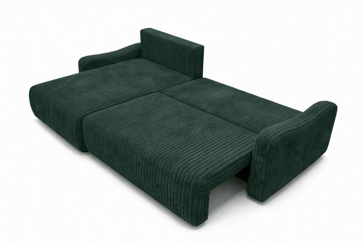 ECKSOFA Mit Schlaffunktion, Cordstoff Tilia, Grün, Links, JAPANDI - Grün, Holz (262/145cm) - Kaiser Möbel
