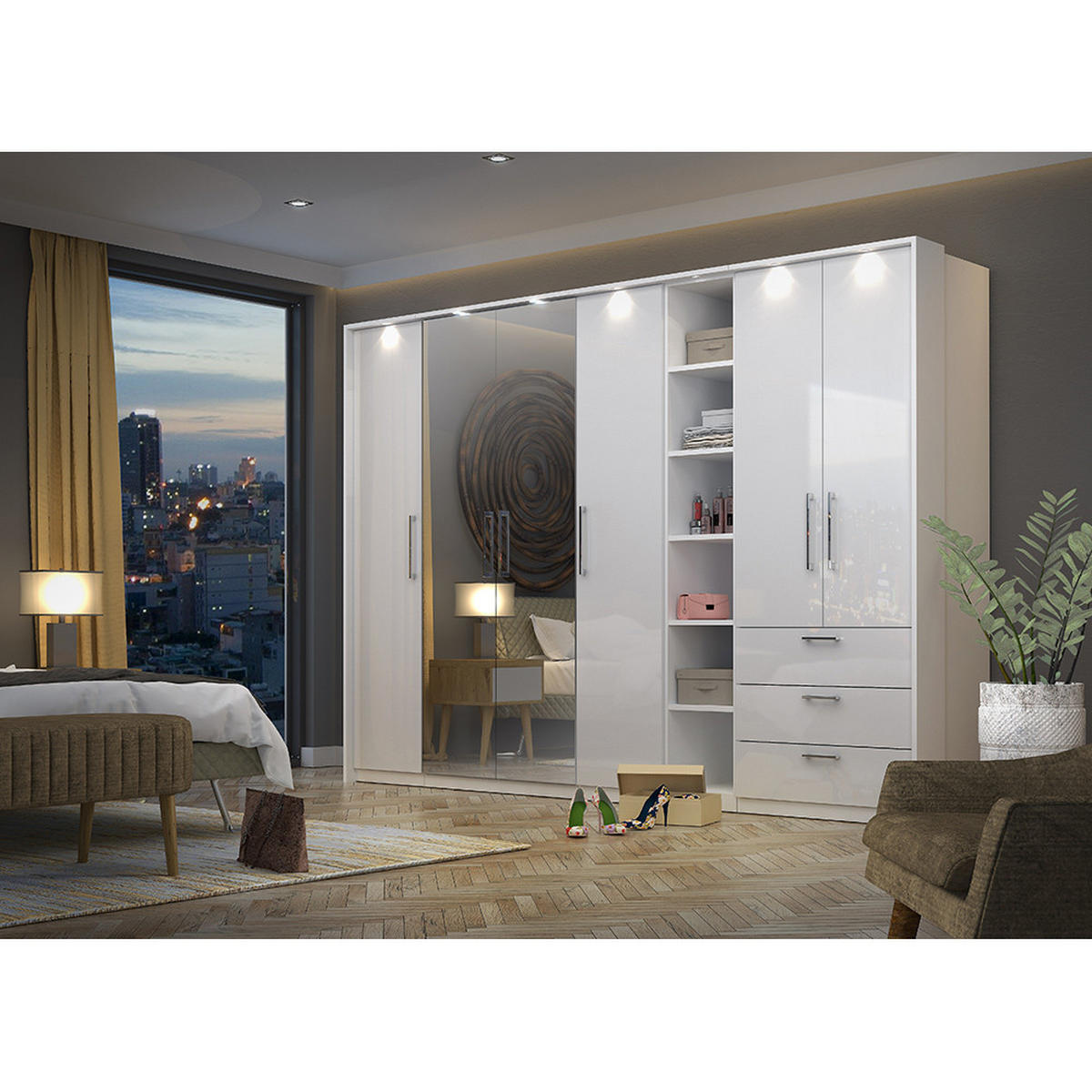 KLEIDERSCHRANK Olmo-83 - Weiß, Holzwerkstoff (80/217/63cm) - Lomado
