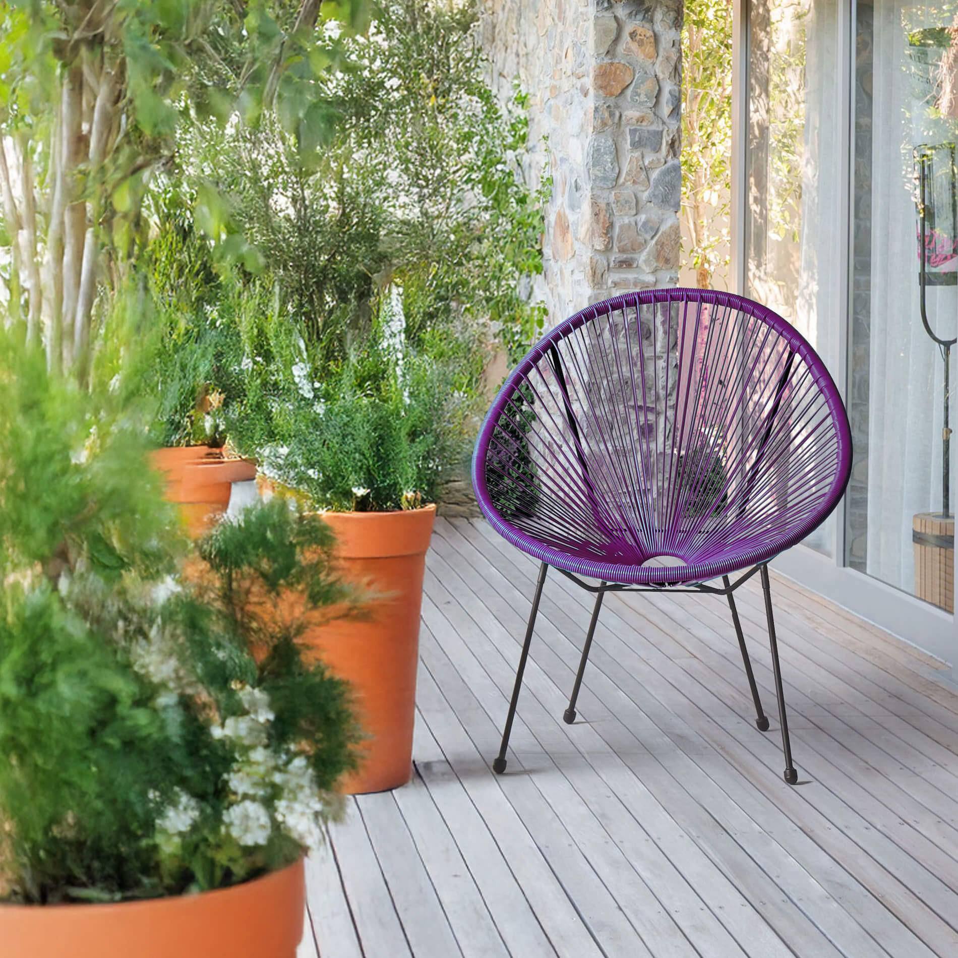 GARTENSTUHL Lila 70/76/80 cm - Lila, Metall (70/80/76cm) - Mobili Rebecca