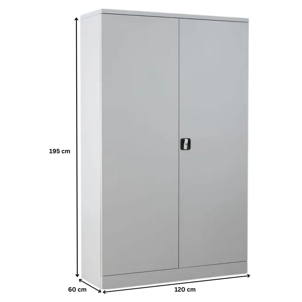 STAHLSCHRANK Bee mit 9 lackierten Fachböden 195x120x60 cm Korpusfarbe Lichtgrau Frontfarbe Lichtgrau - Hellgrau, Metall (120/195/60cm)